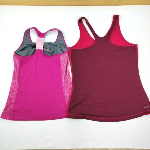 Nike Pro Dri-Fit Size L Lot of 2 Racerback Athletic Running Sports Tank Tops - Picture 2 of 7